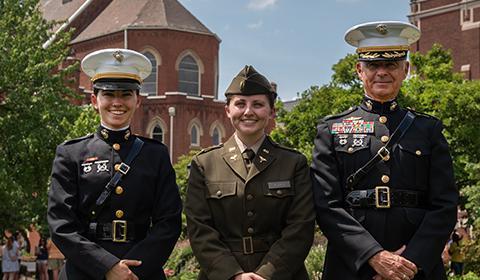 Duquesne students at an Army Commissioning Ceremony on campus